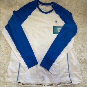 Coolibar Men's Long Sleeve Shirt in Blue and White